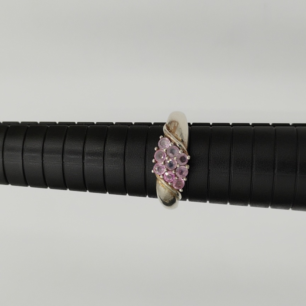 Vintage Pink Topaz Cluster Sterling Silver 925 Ring Size - Picture 1 of 5